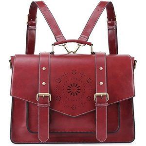 Backpack for Women Briefcase Messenger Laptop Bag Vegan Leather Satchel Work Bag